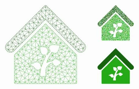 Greenhouse Building Vector Mesh Carcass Model and Triangle Mosaic Icon Ilustración de archivo