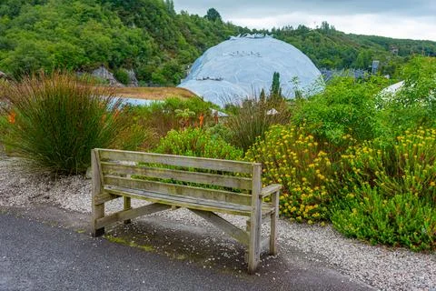 Greenhouse complex at Eden project in Cornwall, England Stock Photos