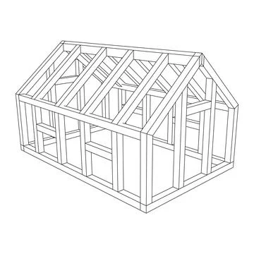 Greenhouse construction frame. Hothouse building object. Warm house Stock Illustration