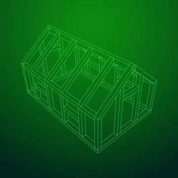 Greenhouse construction frame. Hothouse building object. Warm house Ilustración de archivo