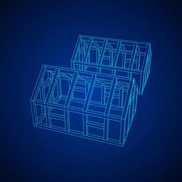 Greenhouse construction frame. Hothouse building object. Warm house Ilustración de archivo
