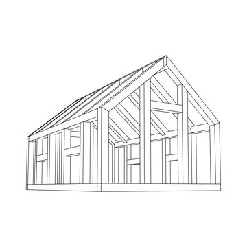 Greenhouse construction frame. Hothouse building object. Warm house Ilustración de archivo