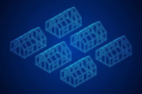 Greenhouse construction frame. Hothouse building object. Warm house Ilustración de archivo