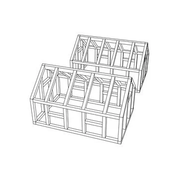 Greenhouse construction frame. Hothouse building object. Warm house 스톡 일러스트