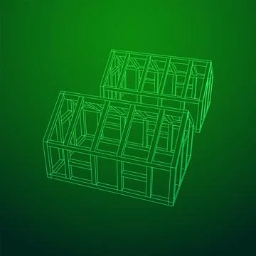 Greenhouse construction frame. Hothouse building object. Warm house Stock Illustration