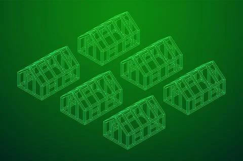 Greenhouse construction frame. Hothouse building object. Warm house Stock Illustration