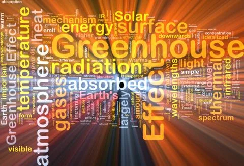Greenhouse effect  background wordcloud concept illustration glowing Illustrazione stock