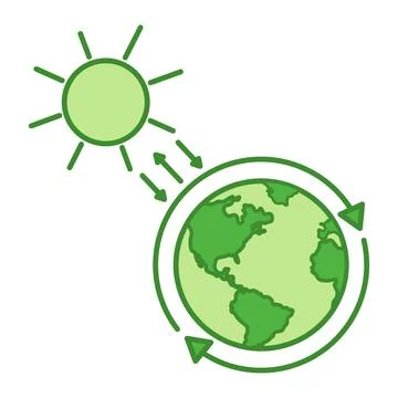 Greenhouse Effect Green Icon. Vector Icon of Planet and Sun Interaction. Gl.. Stock Illustration