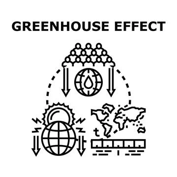 Greenhouse effect impacting world climate and population Stock Illustration