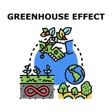 Greenhouse effect warming world environmental problem concept Stock Illustration