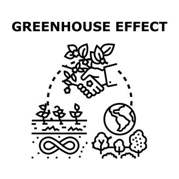 Greenhouse effect warming world environmental problem concept Stock Illustration