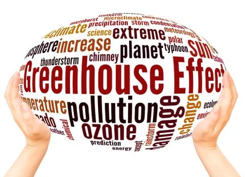 Greenhouse Effect word cloud hand sphere concept Illustrazione stock