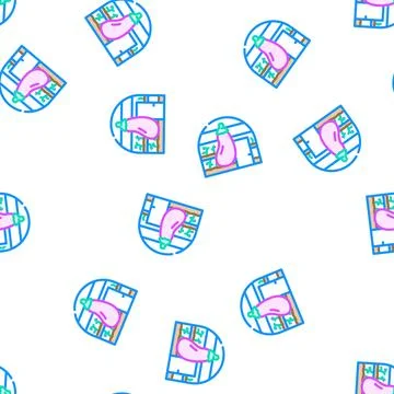 Greenhouse eggplant vector seamless pattern Stock Illustration
