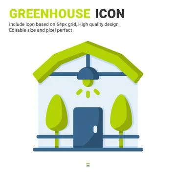 Greenhouse icon vector with flat color style isolated on white background 스톡 일러스트