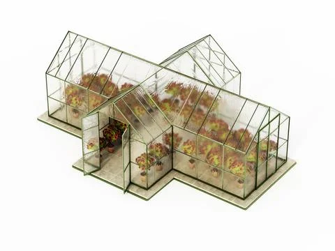 Greenhouse isolated on transparent background. 3D illustration Stock Illustration