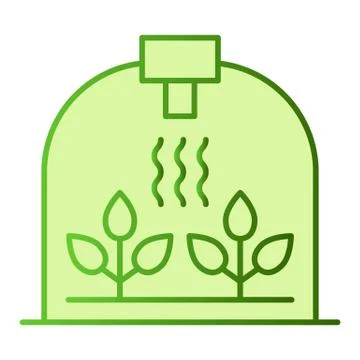 Greenhouse with leaf flat icon. Sprout growth green icons in trendy flat style Ilustración de archivo
