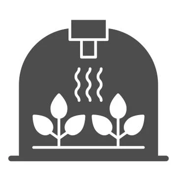 Greenhouse with leaf solid icon. Sprout growth vector illustration isolated on Illustrazione stock