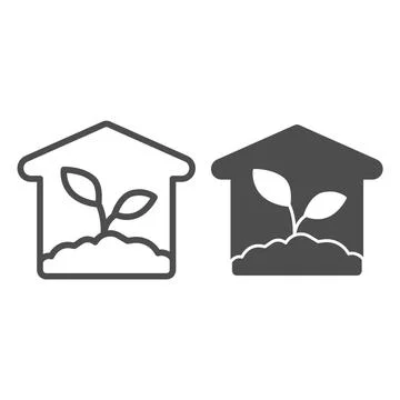 Greenhouse line and solid icon, farm garden concept, Hothouse building sign on Ilustración de archivo