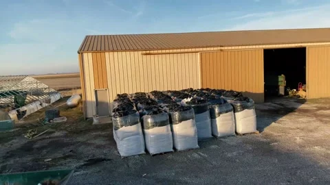 Greenhouse Operation - Flyover Stock Footage 136600338