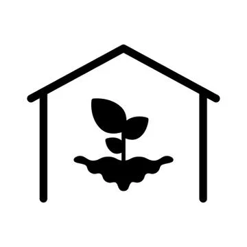 Greenhouse, plant solid icon. vector illustration isolated on white. glyph style Illustrazione stock