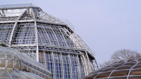Greenhouse roof, Berlin botanical gardens, Germany Stock Footage