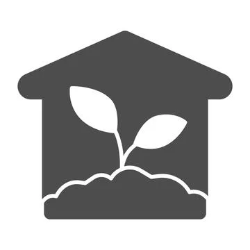 Greenhouse solid icon, farm garden concept, Hothouse building sign on white Ilustración de archivo