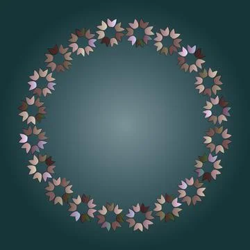 On a greenish background is a circle of colored elements. Stock Illustration