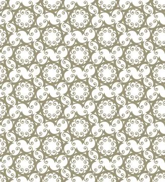 Greenish curls with small black dots on them form a seamless pattern for te.. イラスト素材