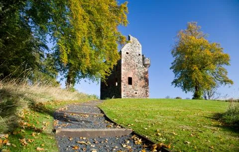 Greenknowe Tower in the Scottish Borders Stock Photos