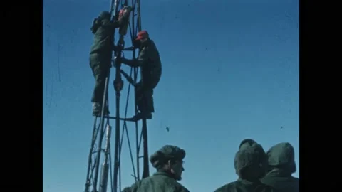 GREENLAND - 1966 - US Army engineers drill into a polar ice cap. Stock Footage 312875845