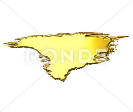 Greenland 3d Golden Map Stock Illustration