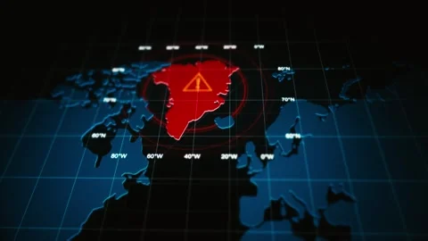 Greenland Alert Map With Latitude And Longitude Grid. Stock Footage 328895415