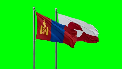 Greenland and Mongolia flags Stock Footage 293734780