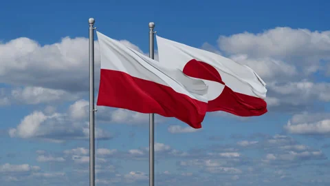 Greenland and Poland flags Stock Footage 279970118
