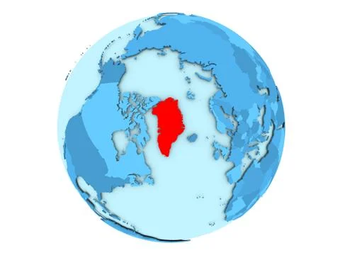 Greenland on blue globe isolated Illustrazione stock