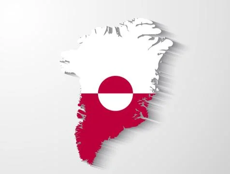 Greenland country map with shadow effect presentation Stock Illustration