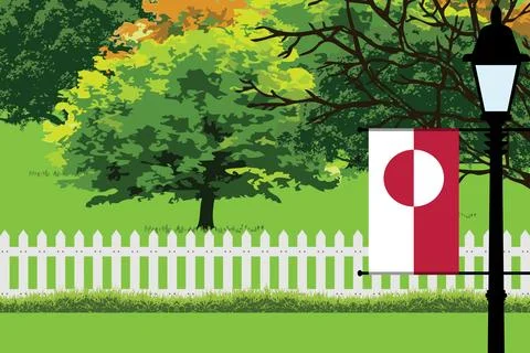 Greenland Day Trees Lamp Vector Illustration Stock Illustration