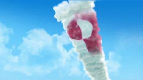 Greenland Flag 3D Render Animation Created with Colored Smoke Trails by Airc Stock Footage 332307034