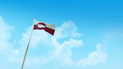 Greenland Flag 3D Render Animation with Fighter Jets Formation in Blue Sky Stock-Footage 333223543