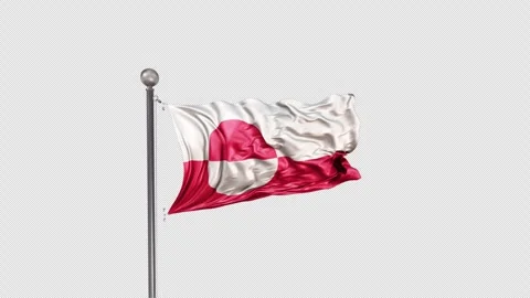 Greenland Flag  Animation Loop Include Alpha 3D Rendering Stock-Footage 283088342