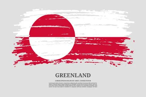 Greenland flag with brush stroke effect and information text poster, vector Illustrazione stock