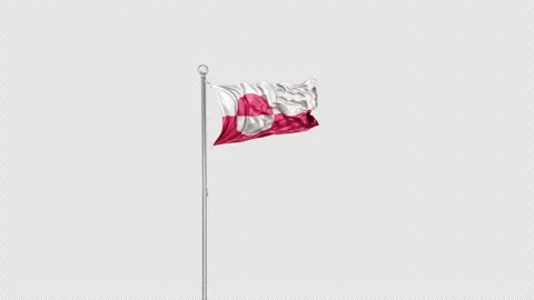 Greenland   Flag Pole  Animation Include Alpha 3D Rendering Stock-Footage 283088197