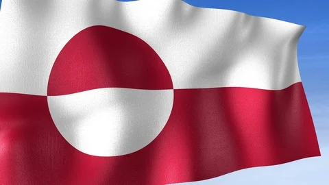 Greenland Flag - Set of 3 Angles with Masks [3WaveSeries] Stock Footage 106050788