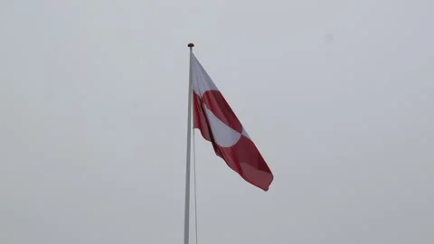 Greenland Flag Waving Lightly in Wind in Nuuk, 4K Slow Motion Stock Footage 345515520