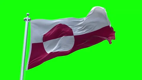 Greenland Flag Waving in Loopable and Textured green screen background Video stock 296876703