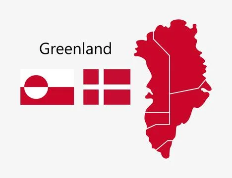 Greenland Flags and Map Icon Set With Danish Flag. Stock Illustration