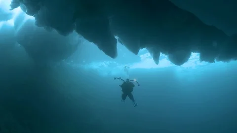Greenland ice diving Stock Footage 118955231