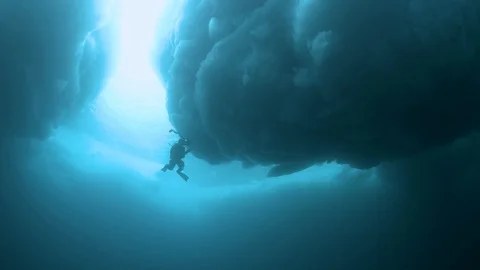 Greenland ice diving Stock Footage 118956098