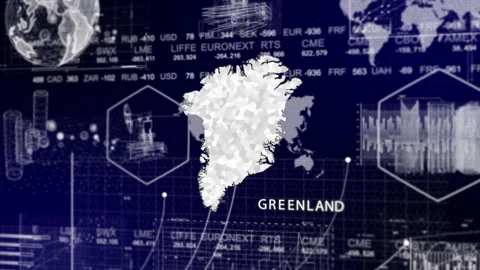 Greenland Map Animation Loop | Growth, GDP, Oil Economy &amp; Development Insights Stock Footage 331567670