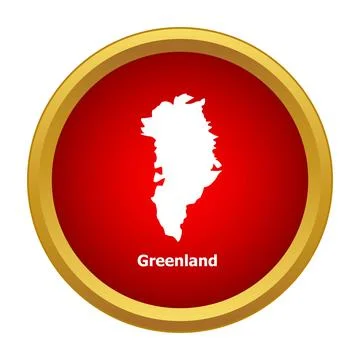 Greenland map contour icon within red gold circle Stock Illustration